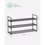 Étagère à chaussures métallique 3/4 niveaux, rangement à la verticale ou à l'envers, organisateur de chaussures empilable