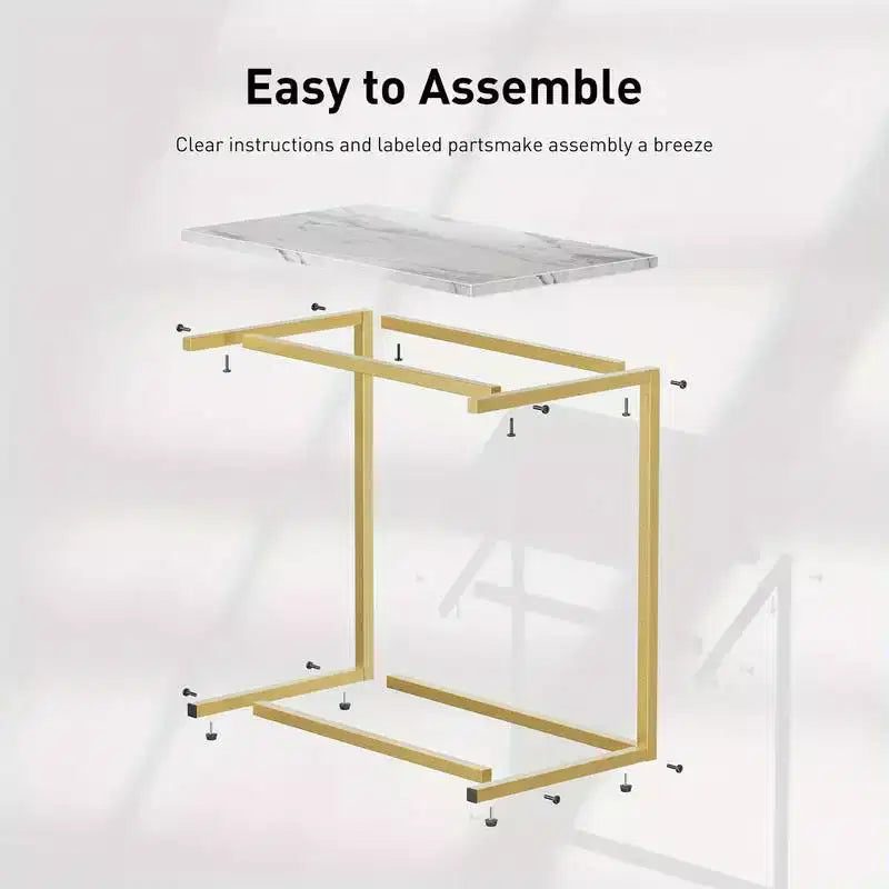 Lot de 2 tables d'appoint en forme de C de 68,5 cm de hauteur, tables d'appoint pour canapé, tables d'appoint en C pour salon