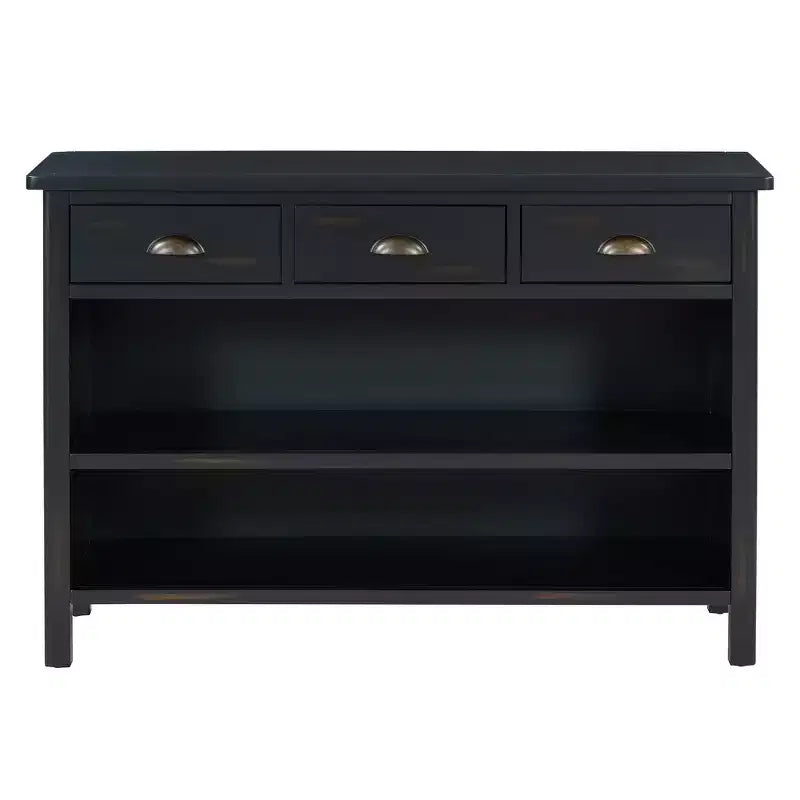 Meuble console rétro, buffet avec 6 tiroirs de rangement et 1 étagère ouverte, meuble de rangement pour salon, entrée, couloir