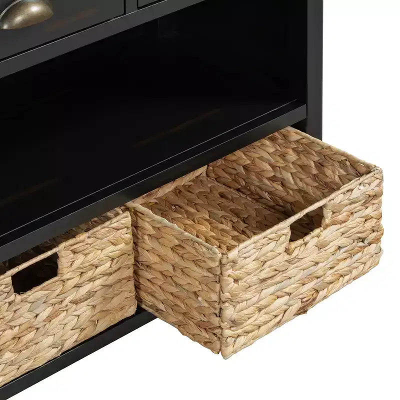 Meuble console rétro, buffet avec 6 tiroirs de rangement et 1 étagère ouverte, meuble de rangement pour salon, entrée, couloir