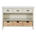 Meuble console rétro, buffet avec 6 tiroirs de rangement et 1 étagère ouverte, meuble de rangement pour salon, entrée, couloir