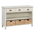 Meuble console rétro, buffet avec 6 tiroirs de rangement et 1 étagère ouverte, meuble de rangement pour salon, entrée, couloir