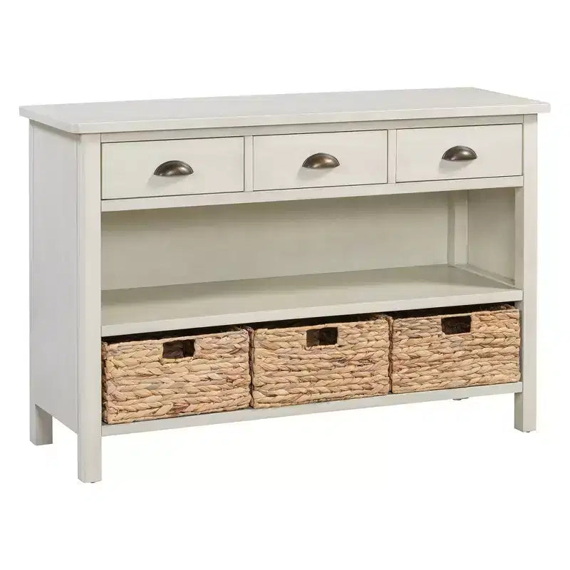 Meuble console rétro, buffet avec 6 tiroirs de rangement et 1 étagère ouverte, meuble de rangement pour salon, entrée, couloir