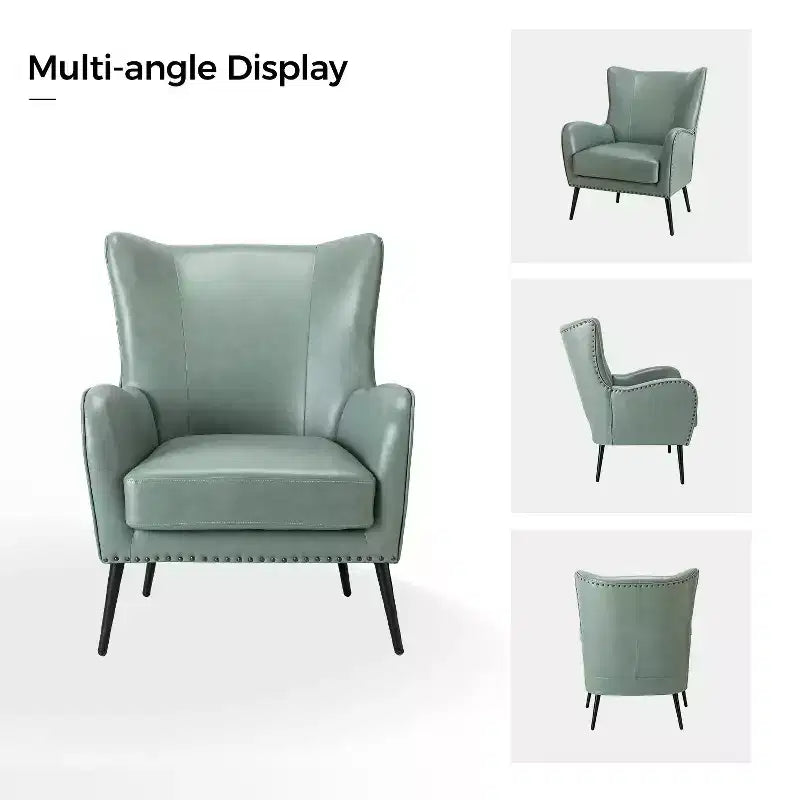 Fauteuil moderne avec pieds en métal, sauge