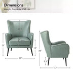Fauteuil moderne avec pieds en métal, sauge