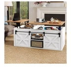 Lift Top Coffee Table 48 inch Farmhouse with Sliding Barn Door Space Saving Living Room Tables