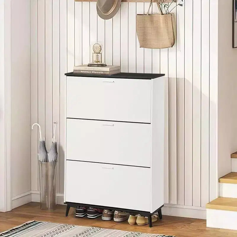 Meuble à chaussures avec 3 tiroirs basculants, meuble à chaussures étroit dissimulé pour l'entrée, étagère à chaussures autoportante pour l'entrée et le couloir.