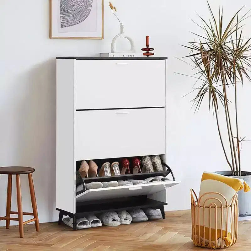 Meuble à chaussures avec 3 tiroirs basculants, meuble à chaussures étroit dissimulé pour l'entrée, étagère à chaussures autoportante pour l'entrée et le couloir.