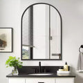 PexFix 39.4 x 24.5 Arched Black Bathroom Medicine Cabinet with Mirror Metal Framed Wall Mounted Recessed Cabinets for Bathroom Vanity with 2 Shelves