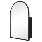 PexFix 39,4 x 24,5 Armoire de toilette noire arquée avec miroir, cadre en métal, encastrable, pour meuble de salle de bain, avec 2 étagères