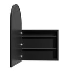 PexFix 39,4 x 24,5 Armoire de toilette noire arquée avec miroir, cadre en métal, encastrable, pour meuble de salle de bain, avec 2 étagères
