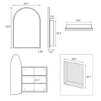 PexFix 39,4 x 24,5 Armoire de toilette noire arquée avec miroir, cadre en métal, encastrable, pour meuble de salle de bain, avec 2 étagères