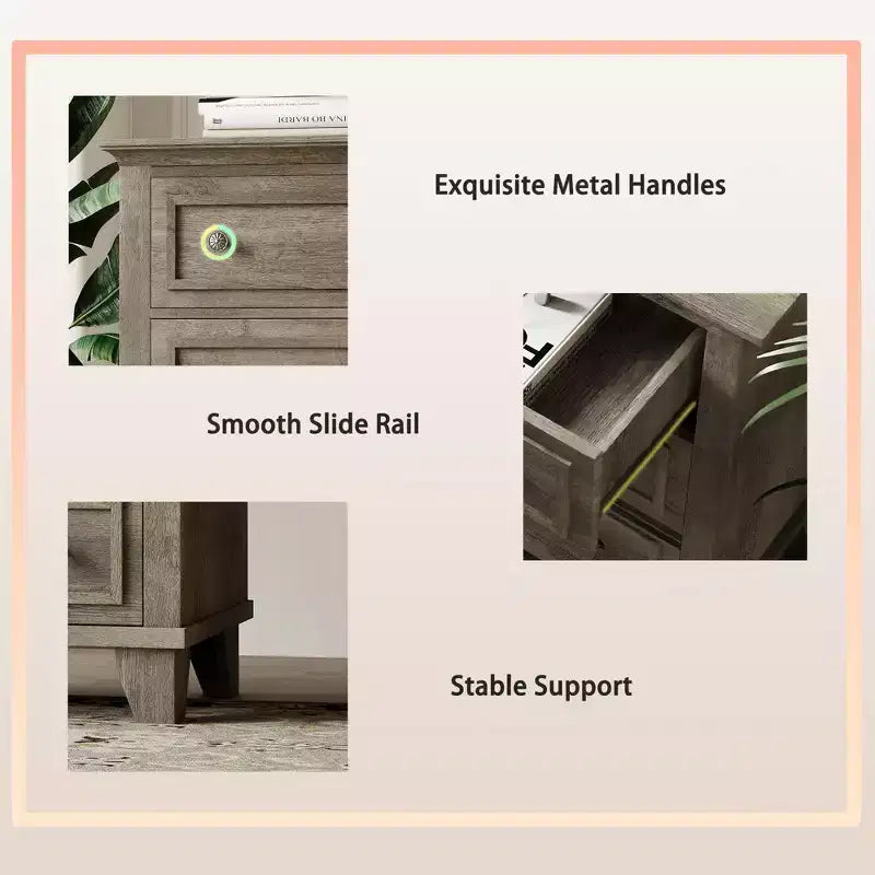 Commode à 3 tiroirs pour chambre à coucher, commode en bois de 81 cm de large, petite table de chevet, organisateur de rangement de vêtements pour chambre à coucher