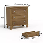 Commode à 3 tiroirs pour chambre à coucher, commode en bois de 81 cm de large, petite table de chevet, organisateur de rangement de vêtements pour chambre à coucher