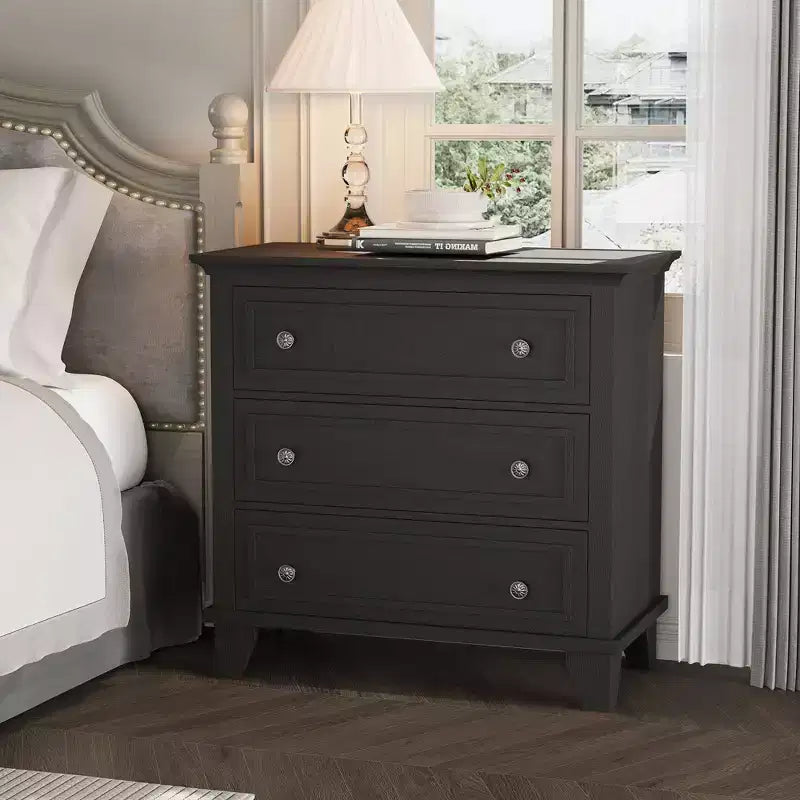 3 Drawer Dresser for Bedroom, 32W Wooden Chest of Drawers, Small Dresser Nightstand, Clothes Storage Organizer for Bedroom