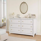 Commode à 6 tiroirs de 120 cm pour chambre à coucher, meuble de rangement autonome en bois avec tiroirs, organisateur de placard pour salon, entrée, chêne naturel