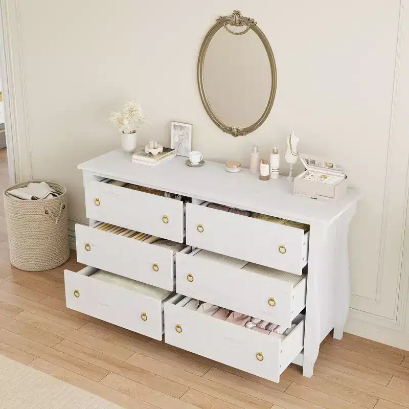 Commode à 6 tiroirs de 120 cm pour chambre à coucher, meuble de rangement autonome en bois avec tiroirs, organisateur de placard pour salon, entrée, chêne naturel