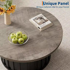 Table basse ronde 32, table basse de style Mid-Century avec base en métal, table basse cannelée pour salon, bureau, appartement