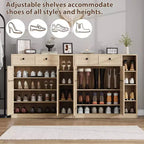 Meuble à chaussures 42 paires – Organisateur à 4 niveaux avec portes et 3 étagères réglables pour entrée/porte d'entrée