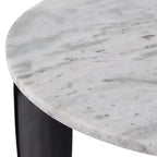 Table d'appoint moderne ronde à plateau en marbre pour le salon - Table d'appoint étroite et chic avec base sculpturale pour la décoration intérieure - 20, blanc et noir