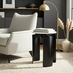 Table d'appoint moderne ronde à plateau en marbre pour le salon - Table d'appoint étroite et chic avec base sculpturale pour la décoration intérieure - 20, blanc et noir