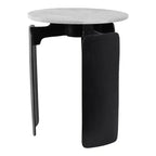 Table d'appoint moderne ronde à plateau en marbre pour le salon - Table d'appoint étroite et chic avec base sculpturale pour la décoration intérieure - 20, blanc et noir