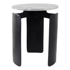 Table d'appoint moderne ronde à plateau en marbre pour le salon - Table d'appoint étroite et chic avec base sculpturale pour la décoration intérieure - 20, blanc et noir