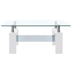 Table basse verre trempé blanc et transparent, mélaminé