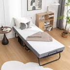 Folding Bed with 5 Mattress, Portable Rollaway Guest Beds On Wheels, Space-Saving Fold Up Bed with Metal Frame For Small Apartment Dorm