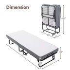 Lit pliant avec matelas de 5 pouces, lits d'appoint portables sur roulettes, lit pliant peu encombrant avec cadre en métal pour petit appartement/dortoir