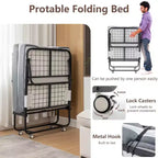 Lit pliant avec matelas de 5 pouces, lits d'appoint portables sur roulettes, lit pliant peu encombrant avec cadre en métal pour petit appartement/dortoir