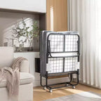 Lit pliant avec matelas de 5 pouces, lits d'appoint portables sur roulettes, lit pliant peu encombrant avec cadre en métal pour petit appartement/dortoir