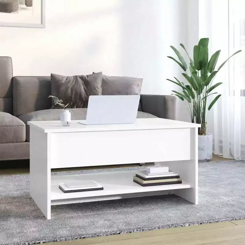 Table basse Bois d'ingénierie blanc brillant 80 x 50 x 40 cm