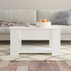 Table basse en bois d'ingénierie blanc, hauteur réglable moyenne