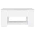 Table basse en bois d'ingénierie blanc, hauteur réglable moyenne