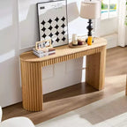 Console moderne de 150 cm avec tiroir dissimulé, table d'appoint au design à rayures verticales, table d'entrée pour salon, couloir