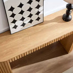 Console moderne de 150 cm avec tiroir dissimulé, table d'appoint au design à rayures verticales, table d'entrée pour salon, couloir