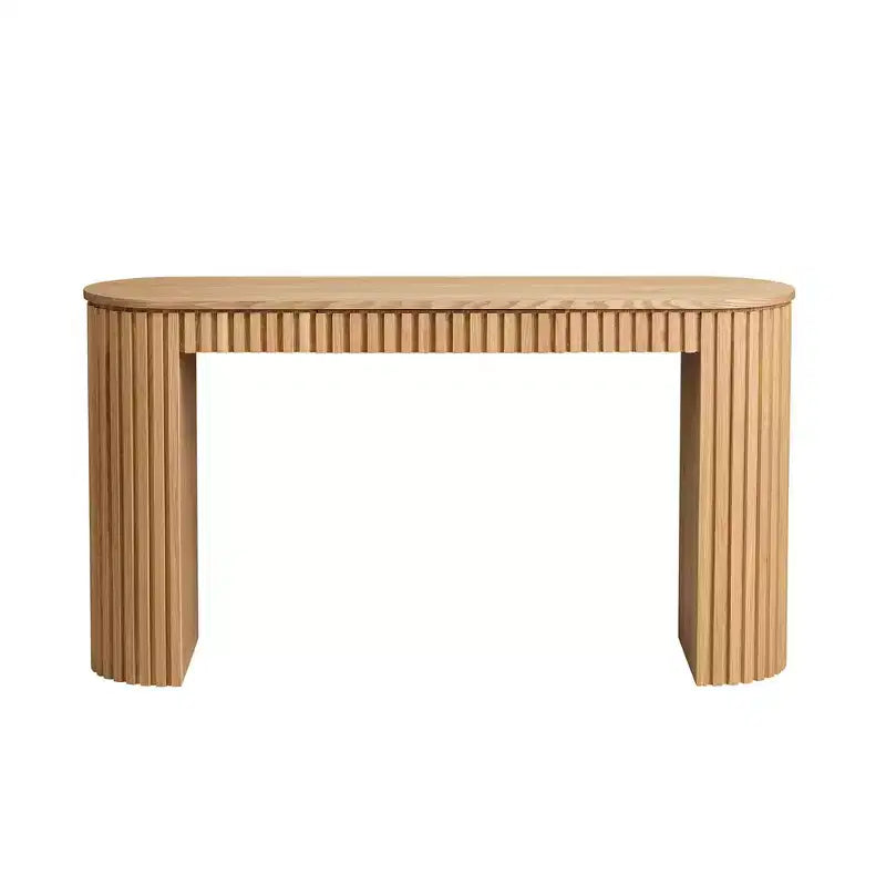 Console moderne de 150 cm avec tiroir dissimulé, table d'appoint au design à rayures verticales, table d'entrée pour salon, couloir