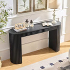 Console moderne de 150 cm avec tiroir dissimulé, table d'appoint au design à rayures verticales, table d'entrée pour salon, couloir