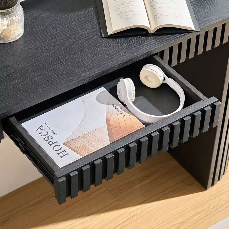 Console moderne de 150 cm avec tiroir dissimulé, table d'appoint au design à rayures verticales, table d'entrée pour salon, couloir