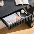 Console moderne de 150 cm avec tiroir dissimulé, table d'appoint au design à rayures verticales, table d'entrée pour salon, couloir