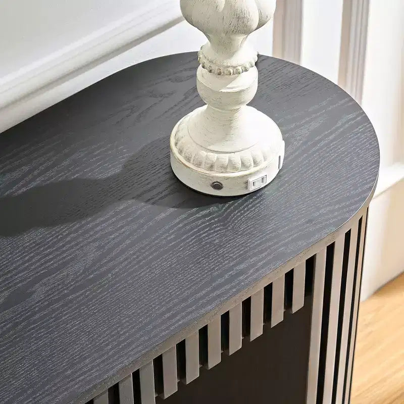 Console moderne de 150 cm avec tiroir dissimulé, table d'appoint au design à rayures verticales, table d'entrée pour salon, couloir