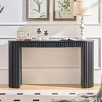 Console moderne de 150 cm avec tiroir dissimulé, table d'appoint au design à rayures verticales, table d'entrée pour salon, couloir