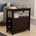 GDFStudio Sardis Modern 2-Drawer Wooden End Table with Open Shelves
