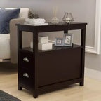 GDFStudio Sardis Modern 2-Drawer Wooden End Table with Open Shelves