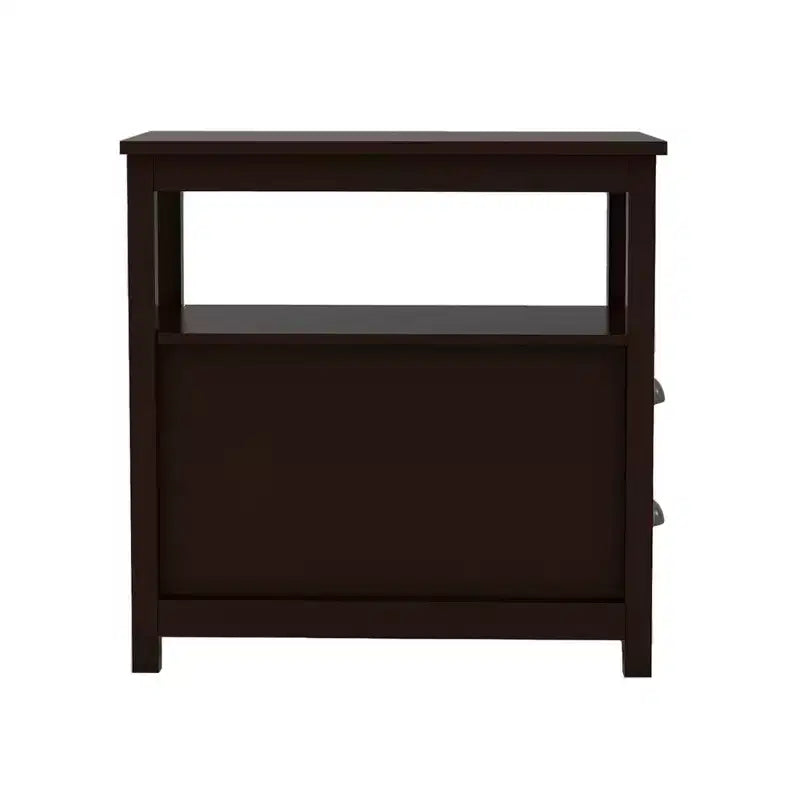 Table de chevet en bois moderne Sardis à 2 tiroirs avec étagères ouvertes