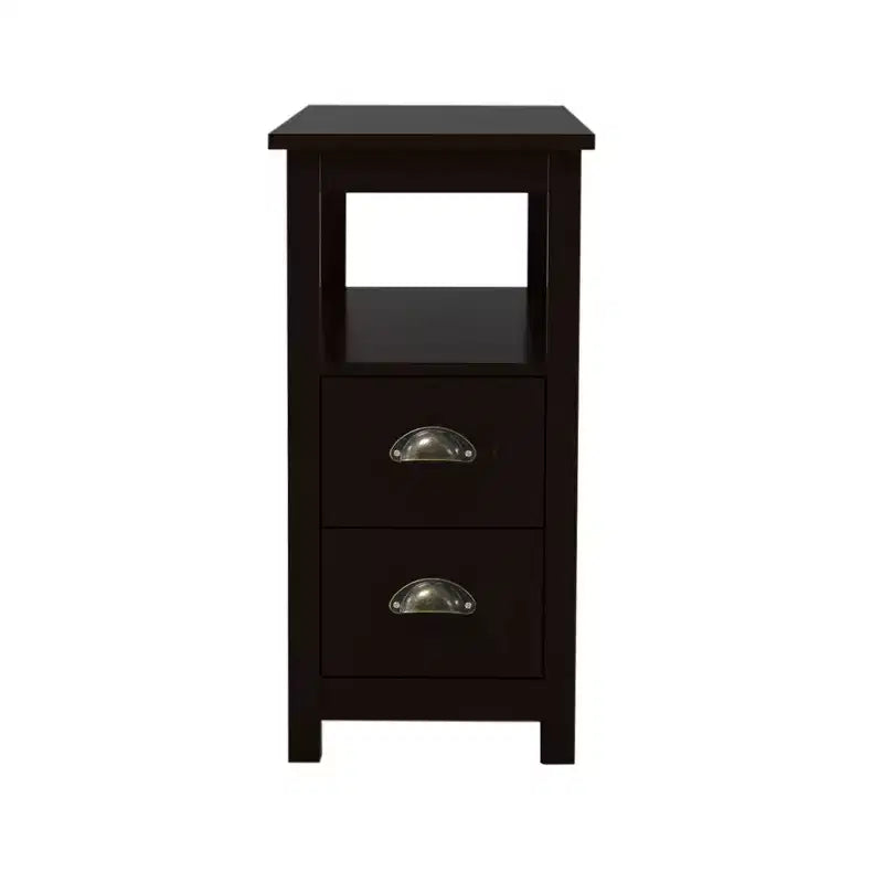 Table de chevet en bois moderne Sardis à 2 tiroirs avec étagères ouvertes