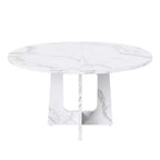 Table de salle à manger ronde 47", pied central style Mid-Century, 24 places