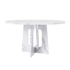 Table de salle à manger ronde 47", pied central style Mid-Century, 24 places