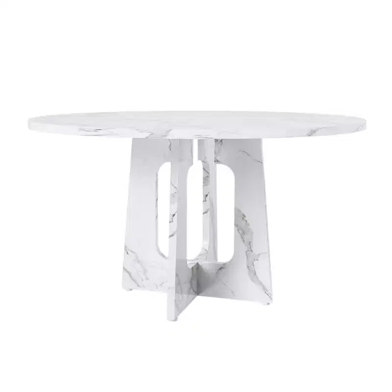 Table de salle à manger ronde 47", pied central style Mid-Century, 24 places
